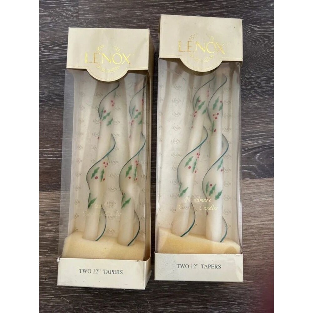 4 Lenox Holiday Tapered candles in box